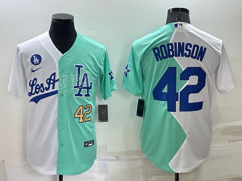 Men Los Angeles Dodgers #42 Robinson green white Nike 2022 MLB Jersey2